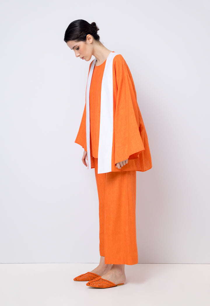 Choice Two-Toned Kimono Outerwear Orange