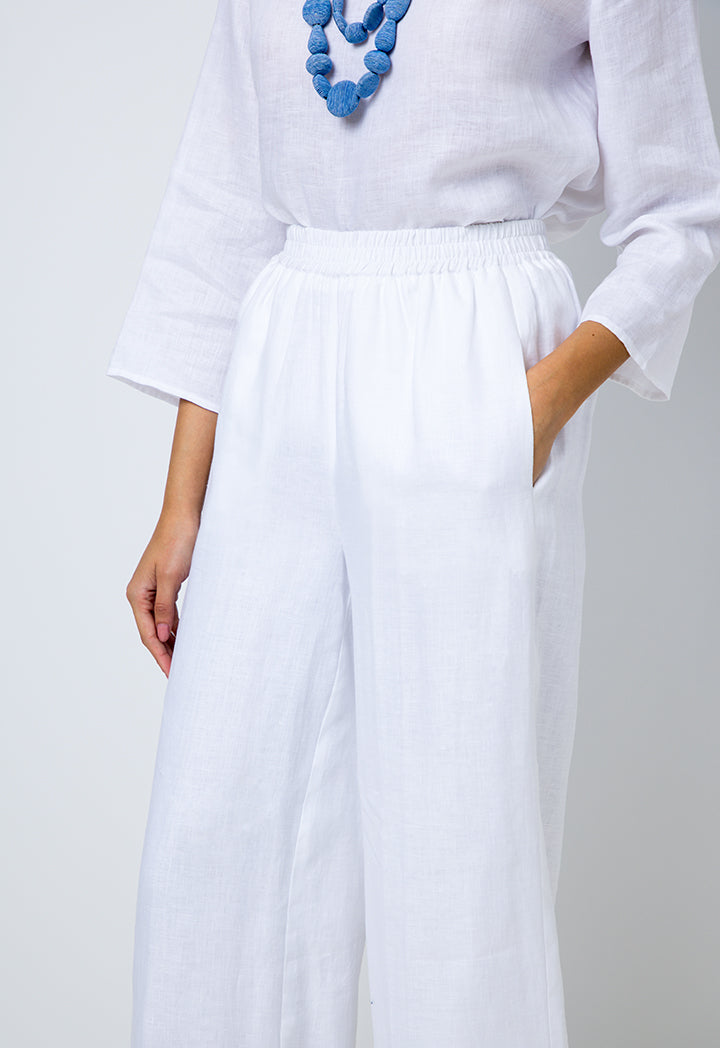 Choice Solid High Waist Trousers Offwhite