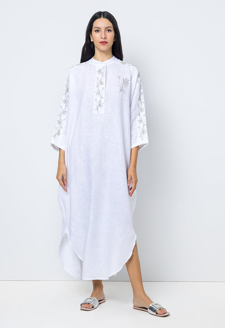 Choice Solid Kimono Sleeves Maxi Dress Offwhite