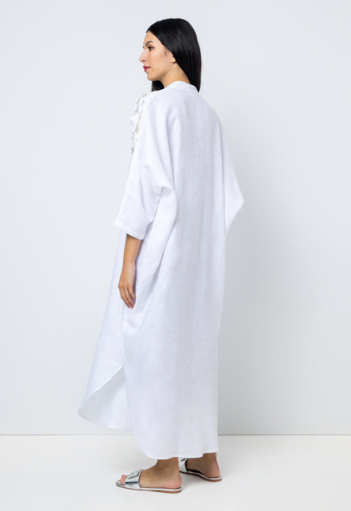 Choice Solid Kimono Sleeves Maxi Dress Offwhite