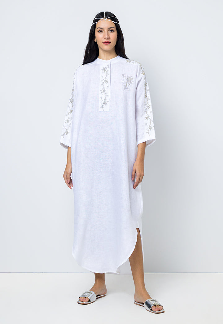 Choice Solid Kimono Sleeves Maxi Dress Offwhite