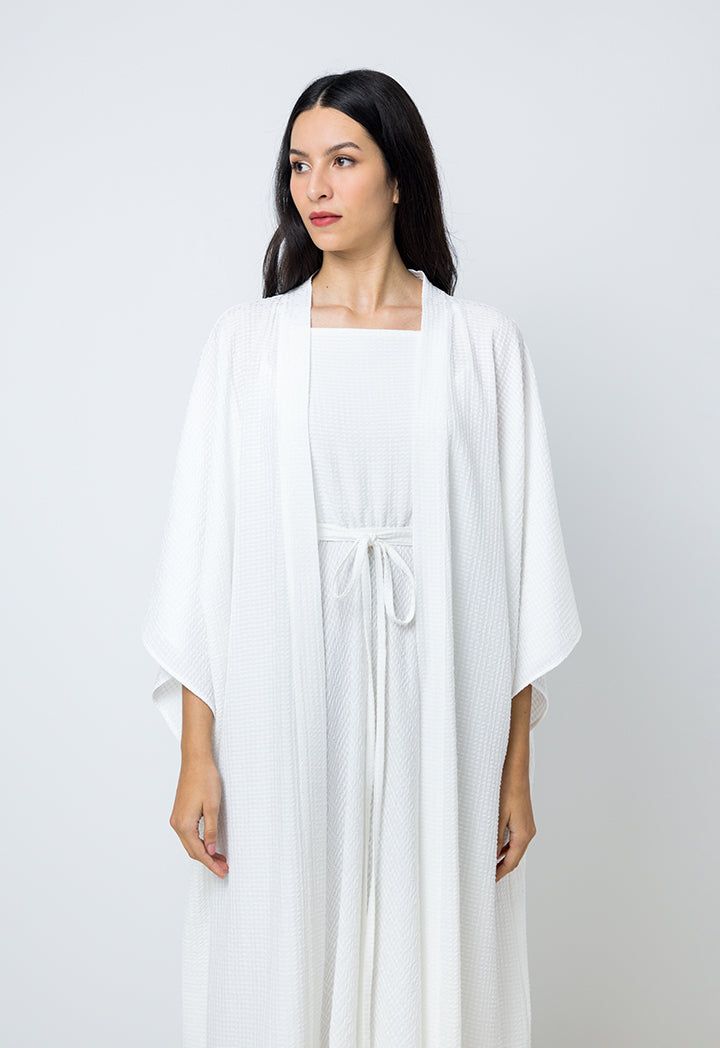 Choice Solid Long Wide Sleeves Abaya Off White