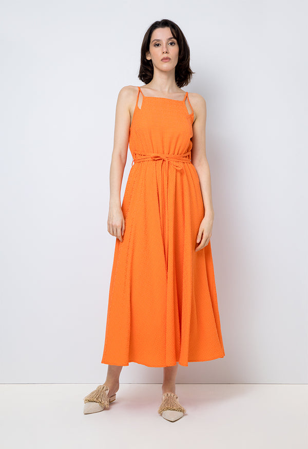 Choice Solid Sleeveless Dress Orange