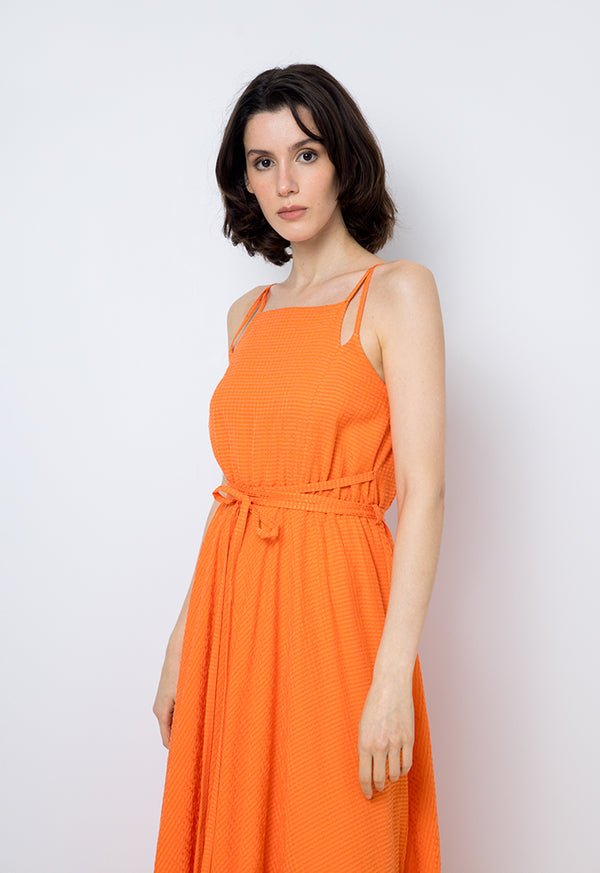 Choice Solid Sleeveless Dress Orange