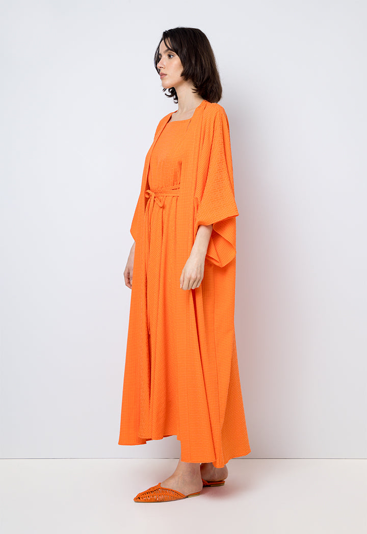 Choice Solid Long Wide Sleeves Abaya Orange