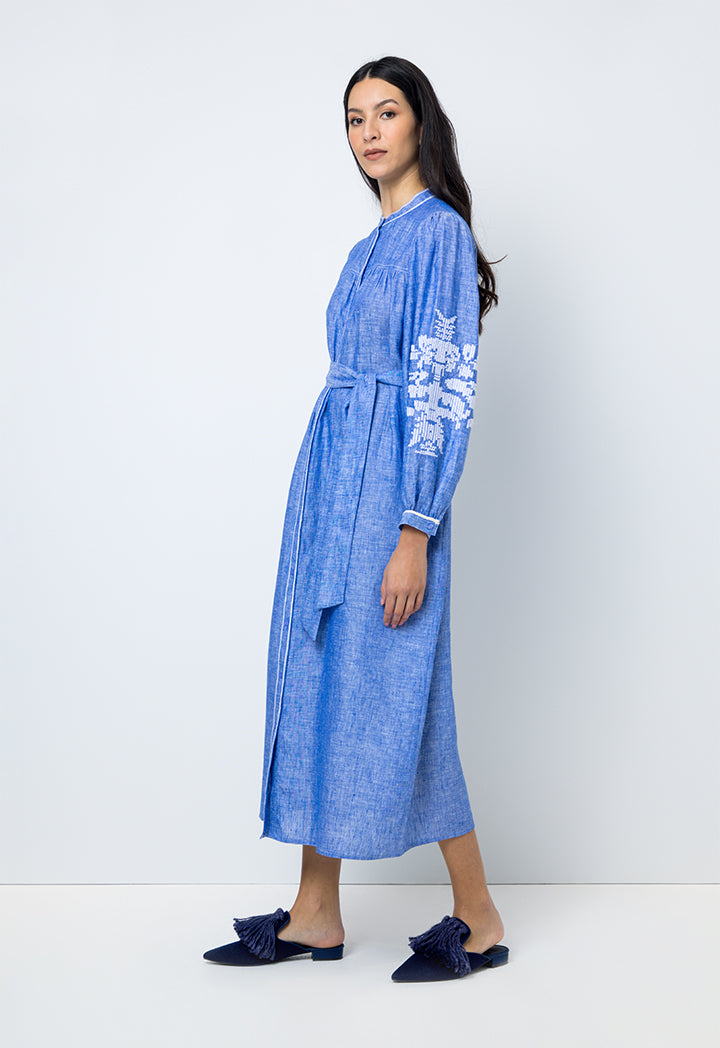 Choice Dress With Embroidered Detail Blue
