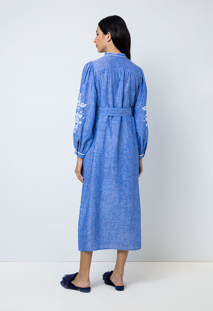Choice Dress With Embroidered Detail Blue