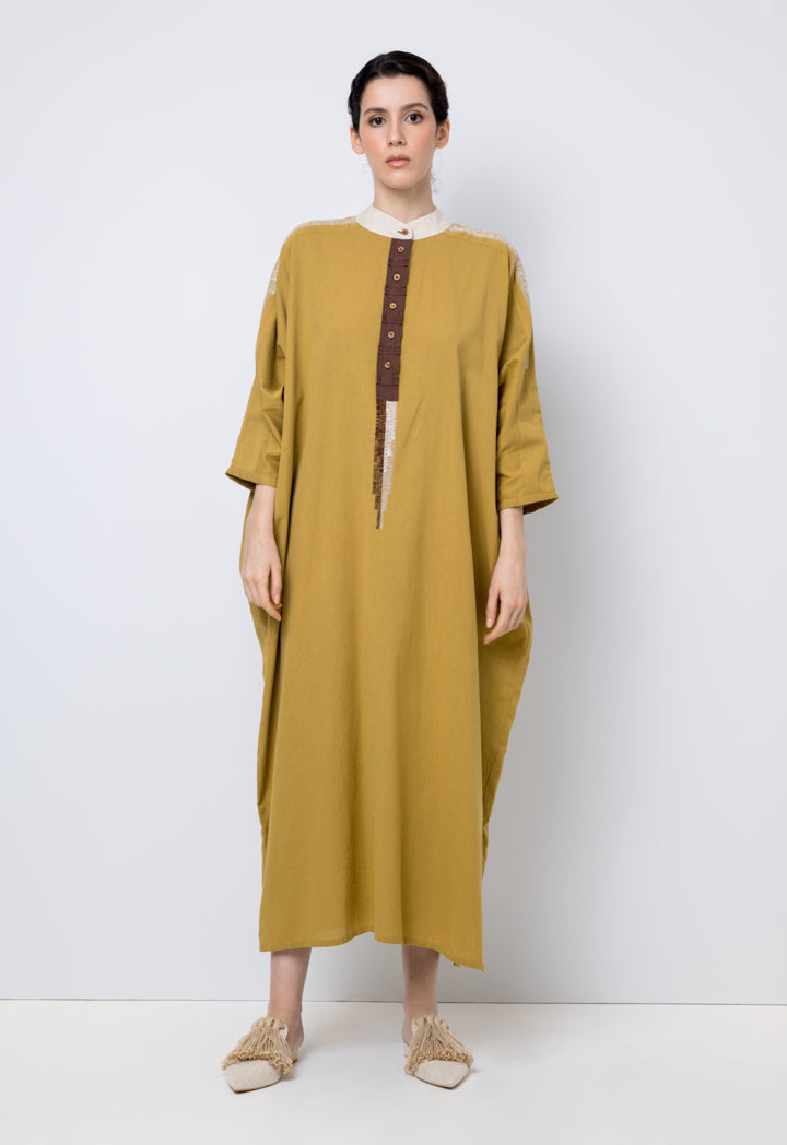 Choice Embroidered Kimono Sleeves Maxi Dress Brown