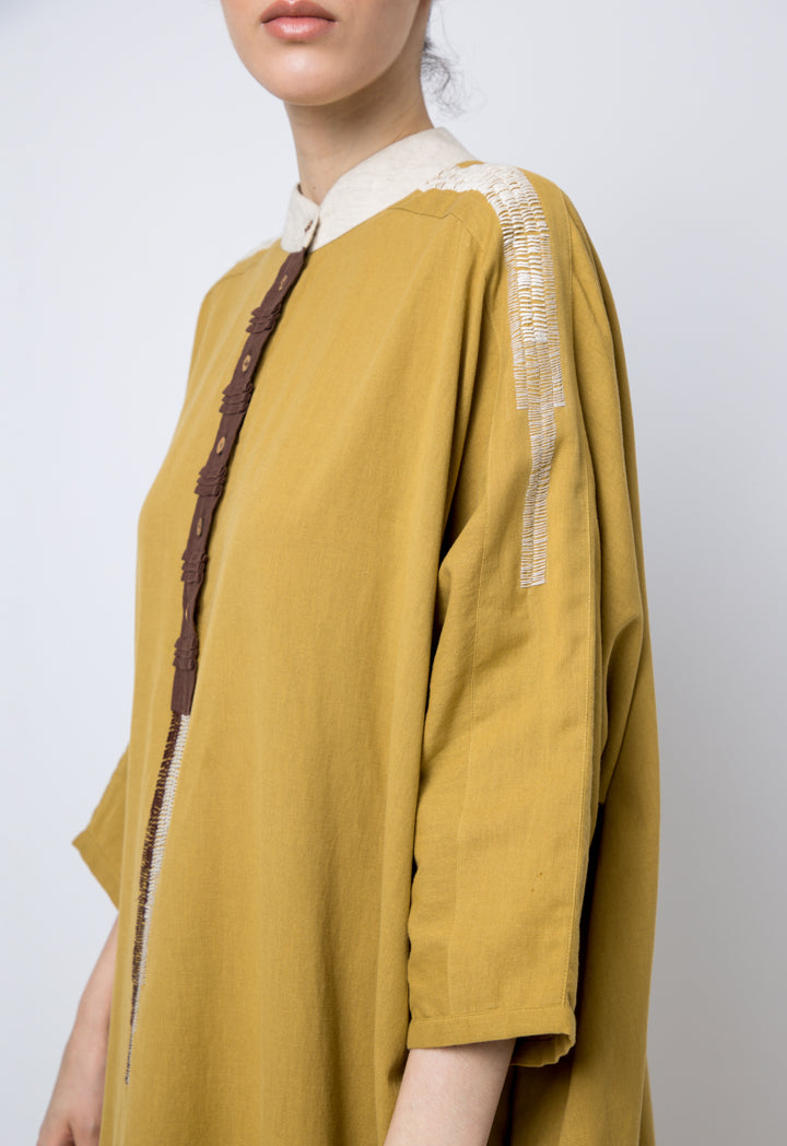 Choice Embroidered Kimono Sleeves Maxi Dress Brown