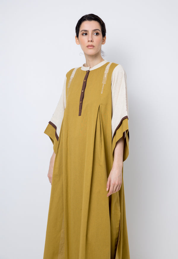 Choice Embroidered Long Sleeves Maxi Dress Brown