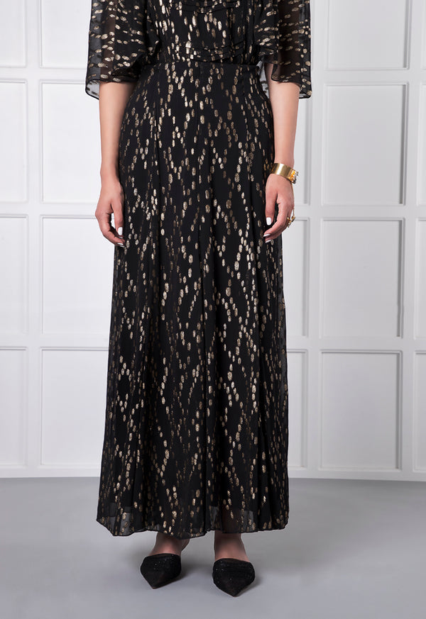 Choice Gold Lurex Oval Pattern Skirt Black - Wardrobe Fashion