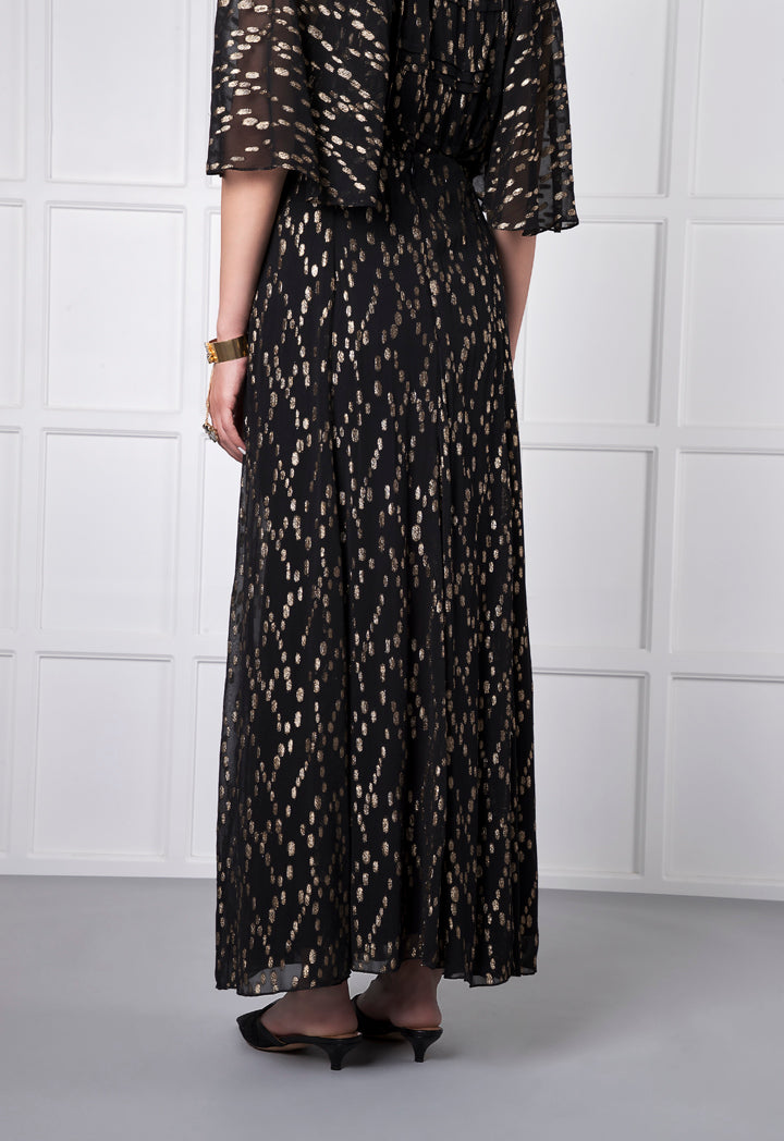 Choice Gold Lurex Oval Pattern Skirt Black - Wardrobe Fashion
