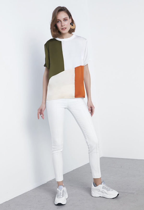 Ipekyol T-Shirt Color Block S/Sl Ecru - Wardrobe Fashion