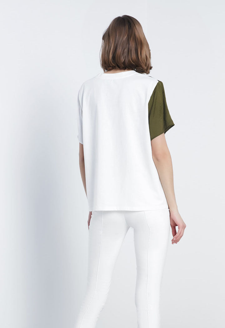 Ipekyol T-Shirt Color Block S/Sl Ecru - Wardrobe Fashion