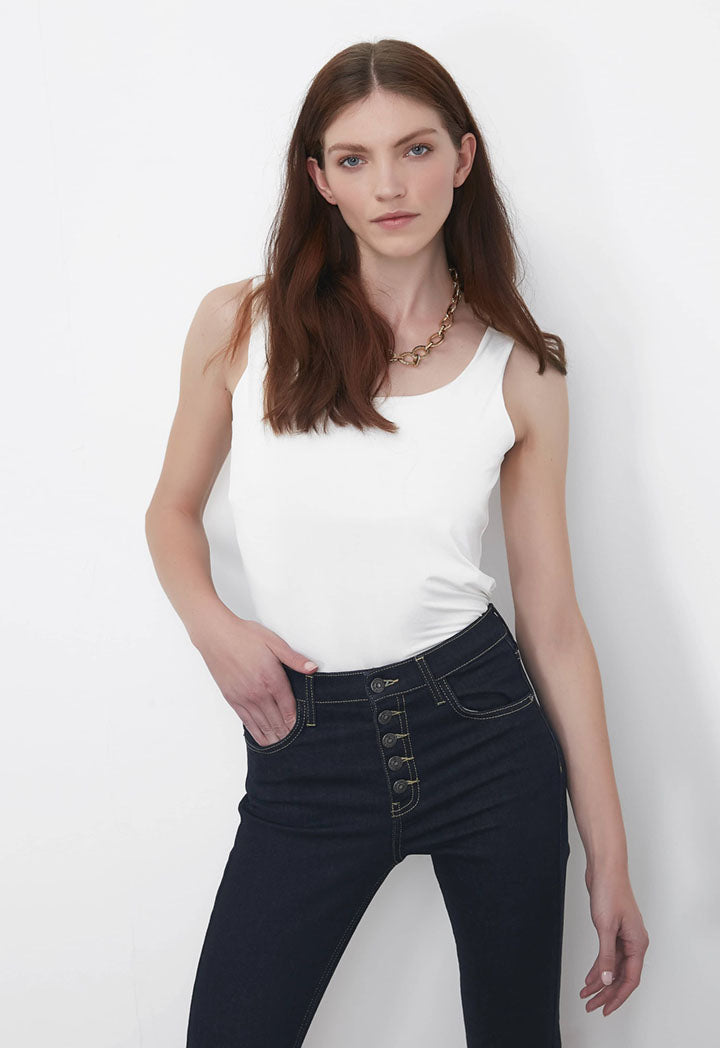 Ipekyol T-Shirt Top N/Sl Ecru - Wardrobe Fashion