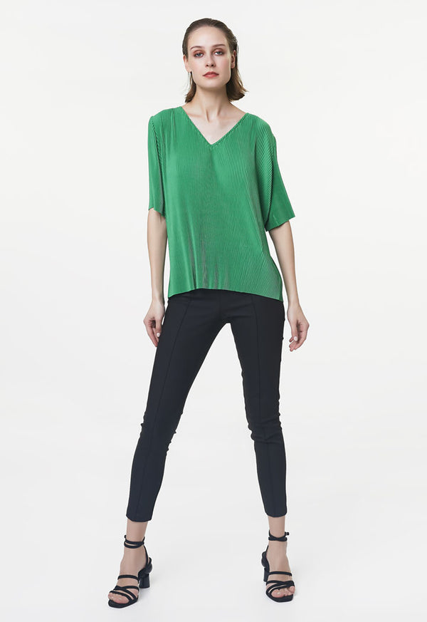 Ipekyol T-Shirt V-Neck S/ Green - Wardrobe Fashion