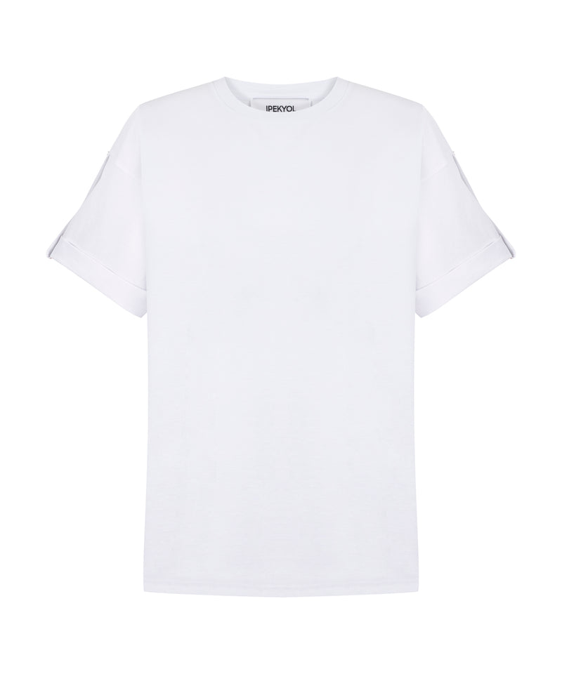 Ipekyol T-Shirt With Crystal Stone Stripes White