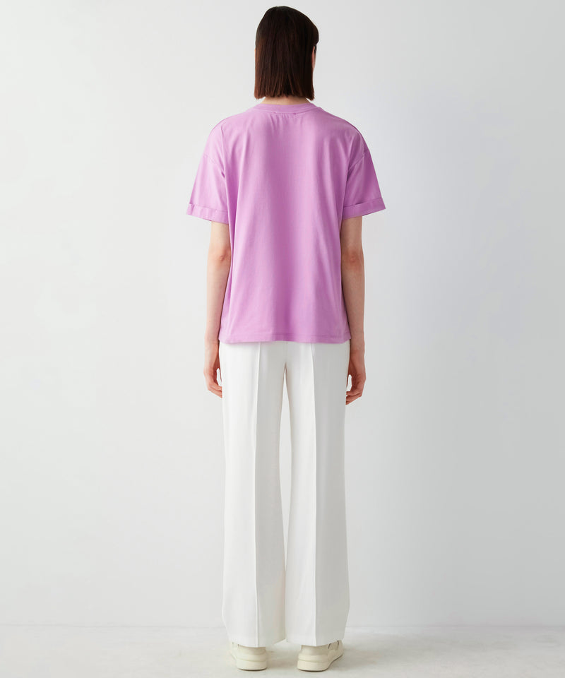 Ipekyol Velvet Slogan Print T-Shirt Purple