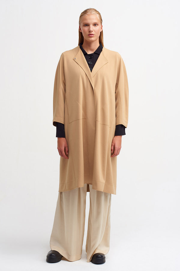 Nu Long Sleeve Belted Trench Coat Beige