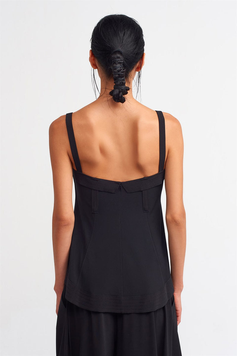 Nu  Thick Strap Jersey Top Black