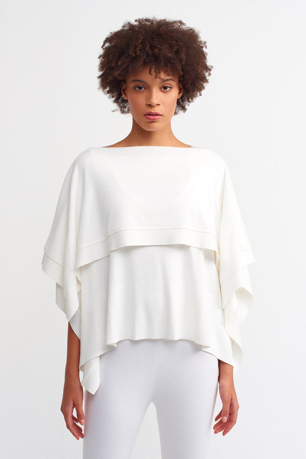 Nu  Knit Detailed Crop Top Off White