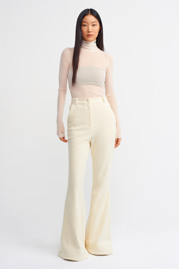 Nu Textured Look Flared Trouser Natural