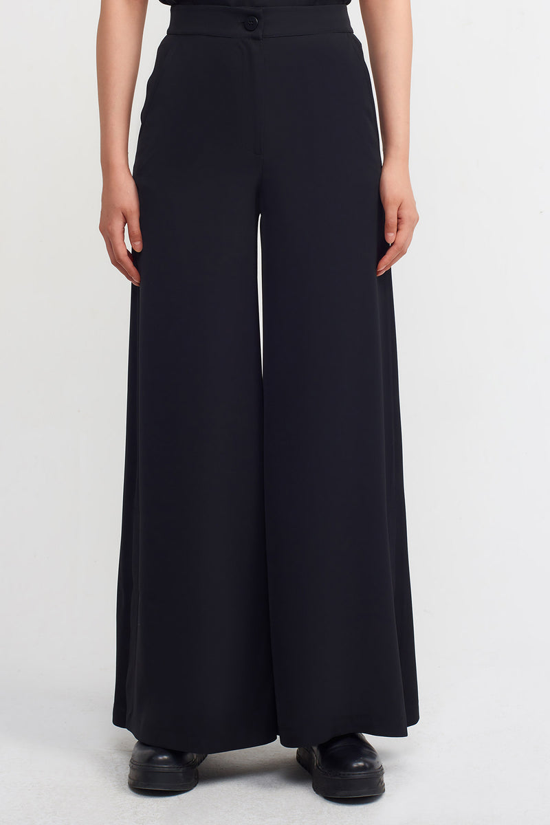 Nu Solid High Waist Trousers Black