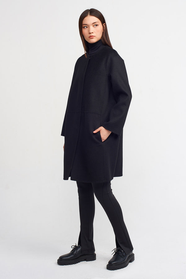 Nu Long Sleeve Wool Coat Black