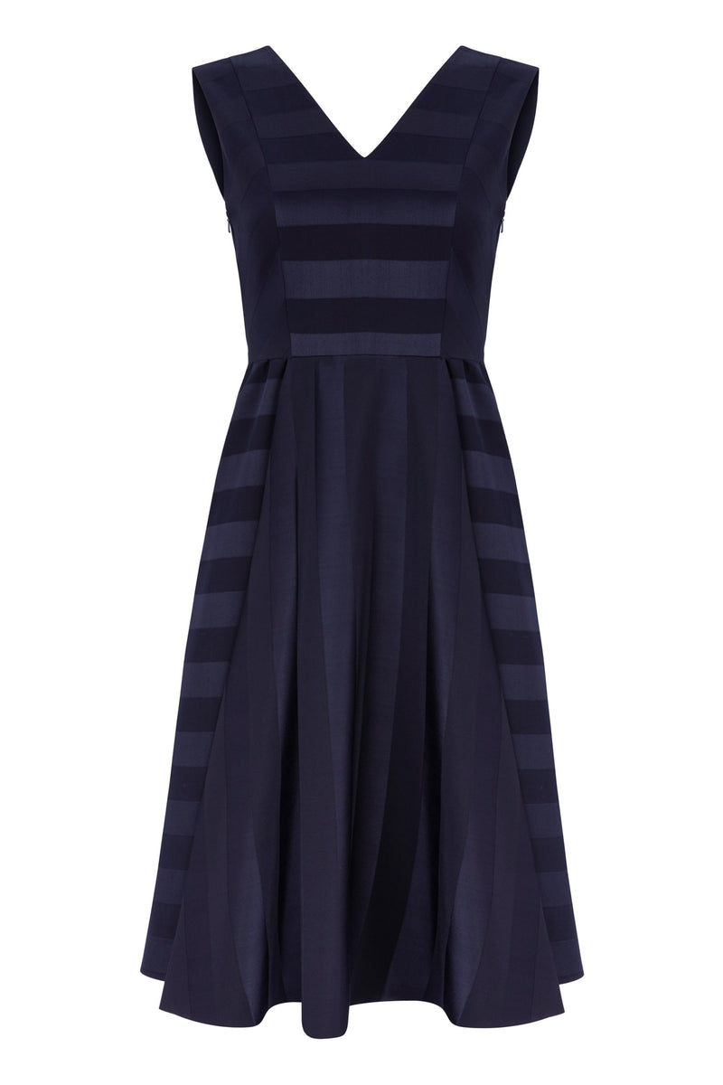 Machka Striped Sleeveless V-Neck Dress Navy Blue