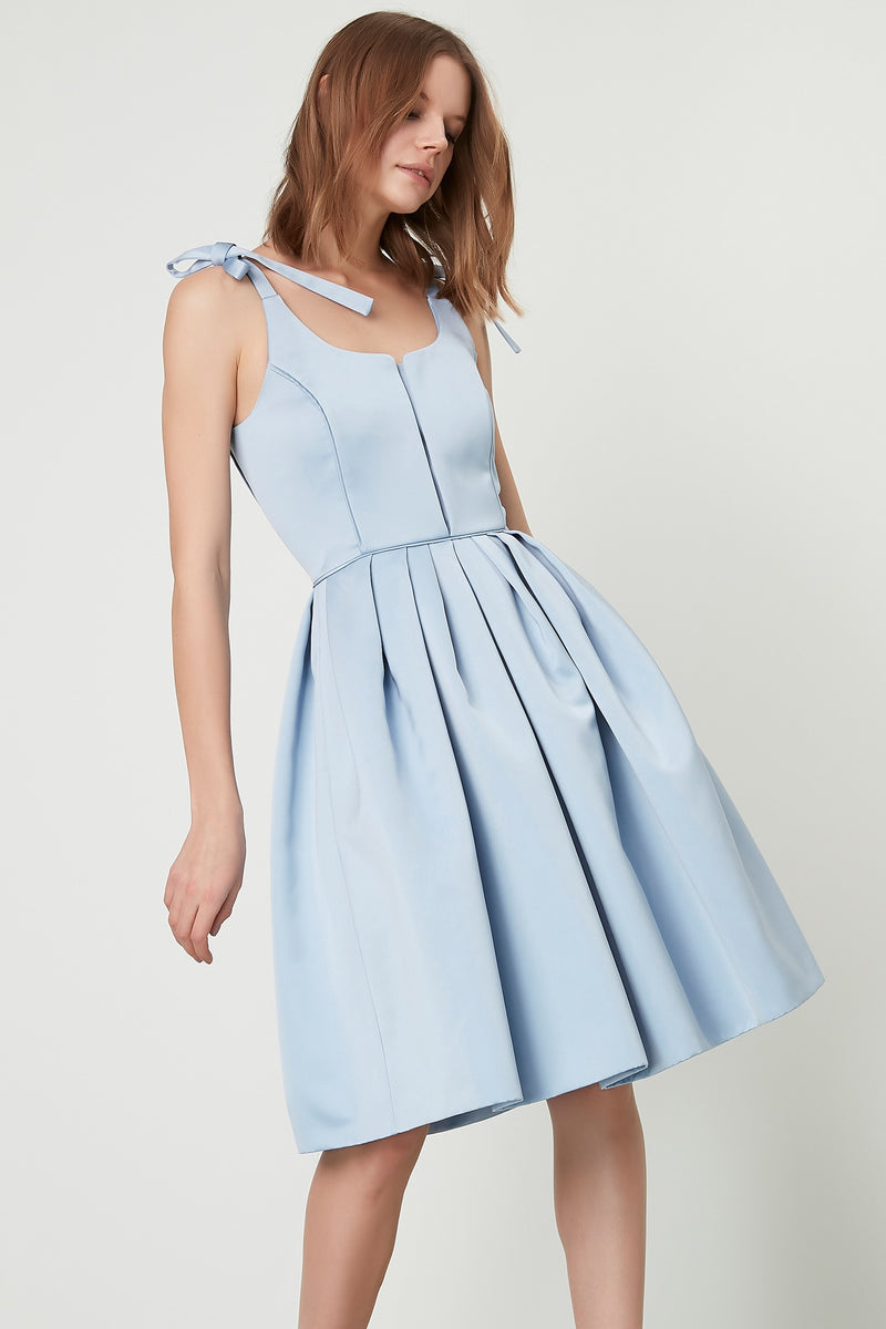 Machka Sleeveless Fit and Flare Short Dress Light Blue