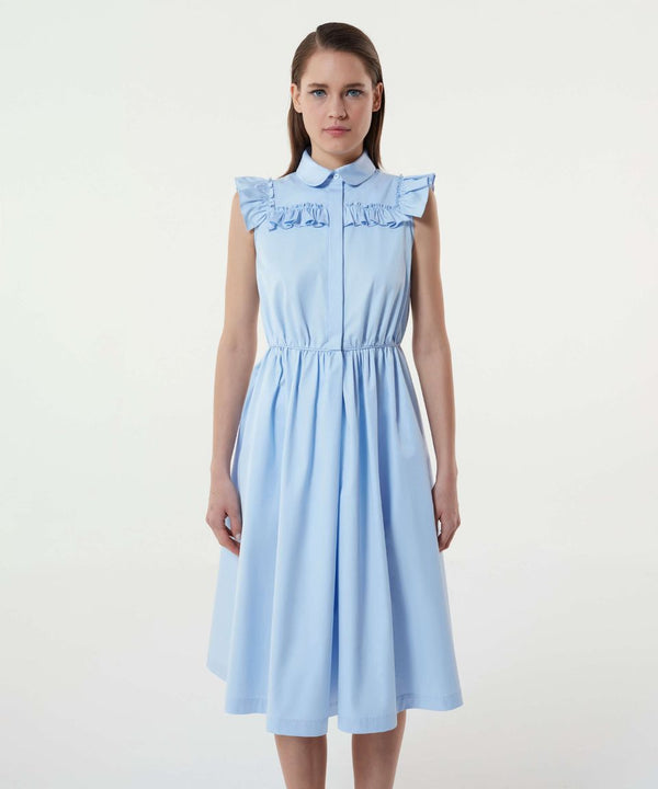 Machka Ruffle Detail Shirt Dress L.Blue