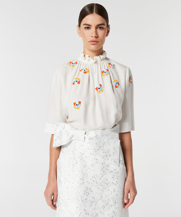 Machka Bow-Embellished Midi Skirt White