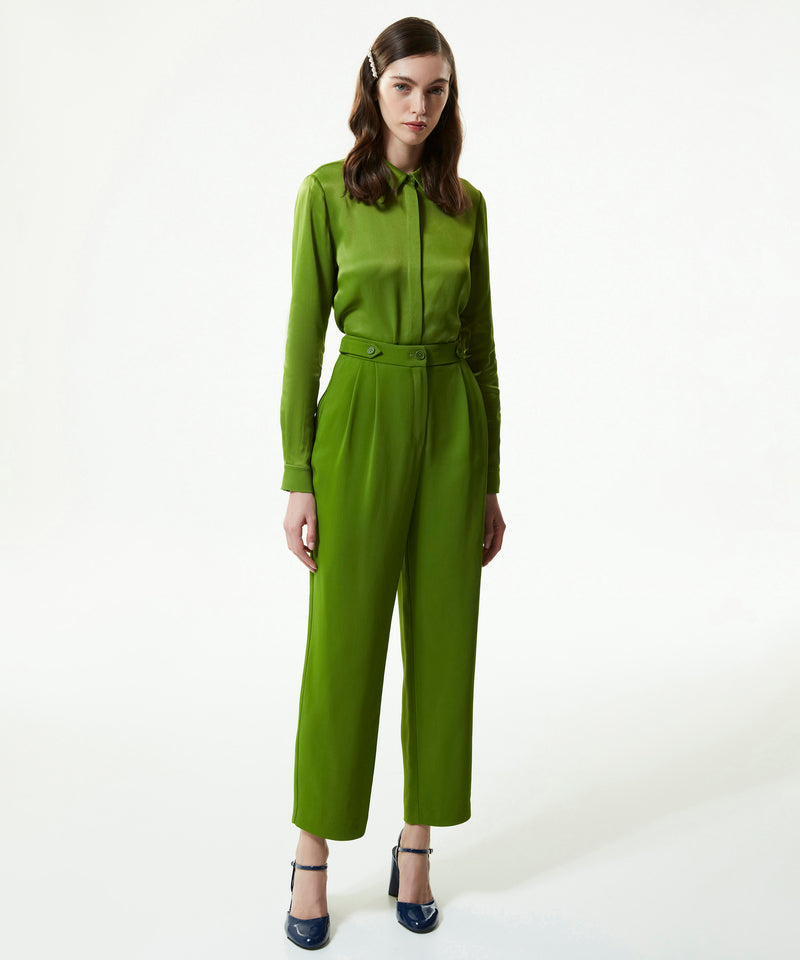 Machka Relaxed Fit Crepe Trousers Green
