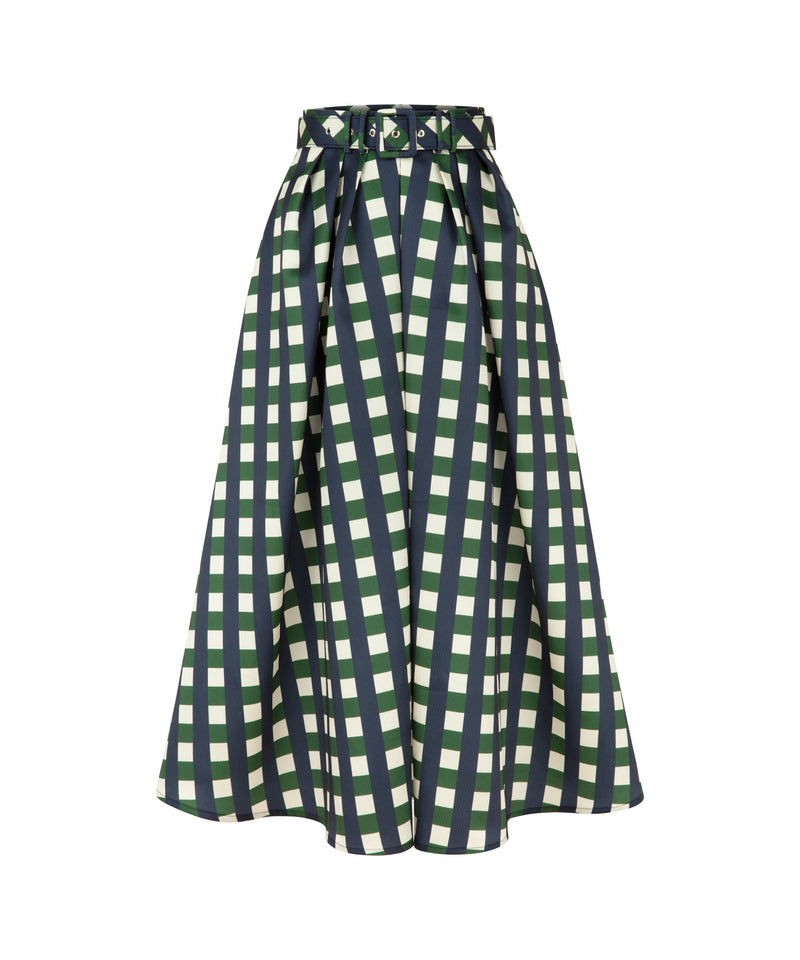 Machka High Waist Plaid Skirt Khaki