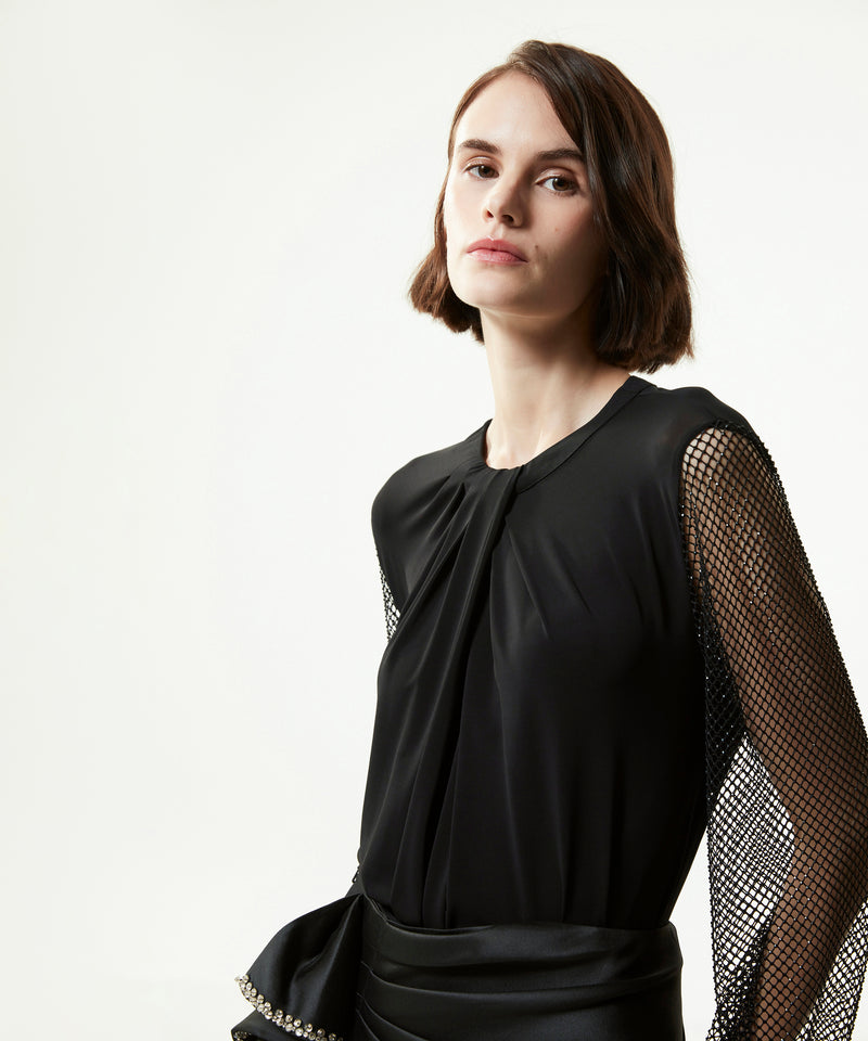 Machka Blouse With Micro Crystal Stones Black