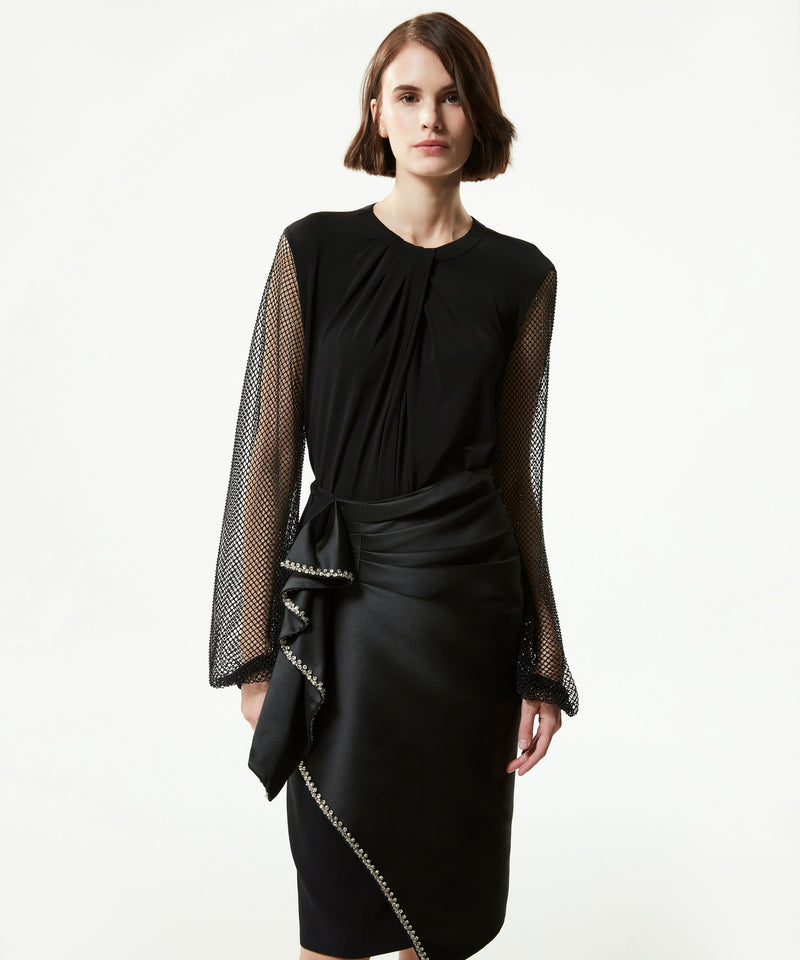 Machka Blouse With Micro Crystal Stones Black