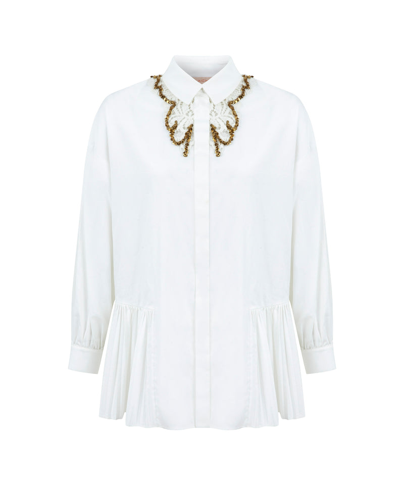 Machka Poplin Shirt With Detachable Lace Collar White