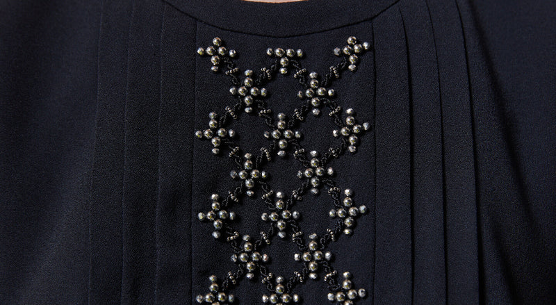 Machka Embroidered Crepe Dress Black