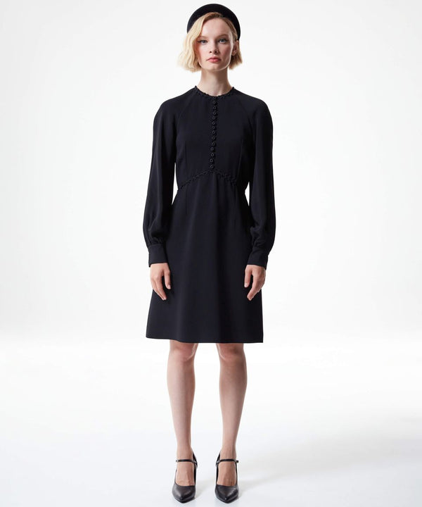 Machka Elegant A-Line Midi Dress Black