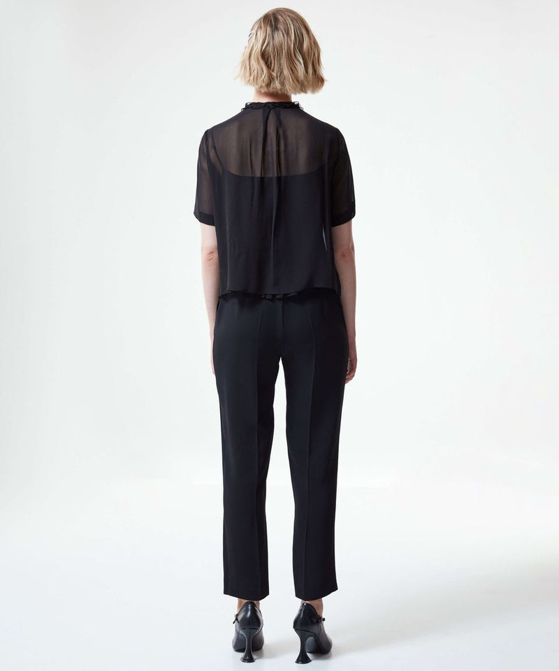 Machka Solid Pegged Trouser With Buttoned Waist Black