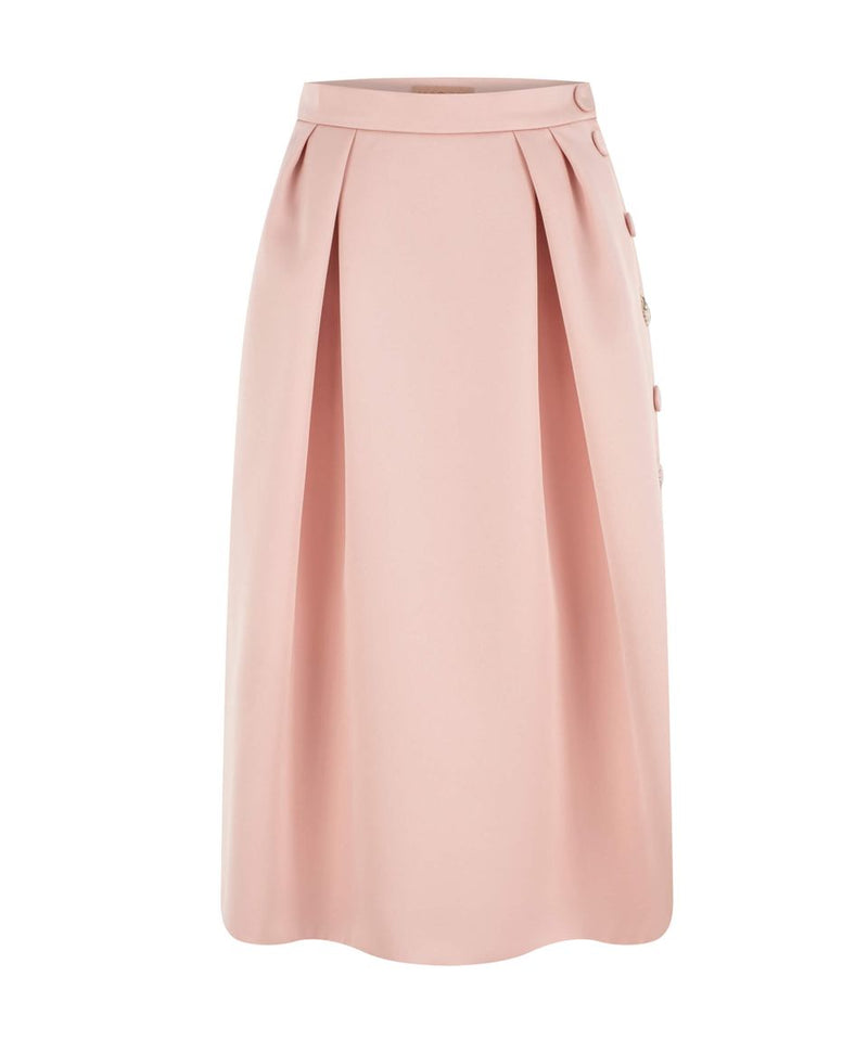 Machka Solid Sequenced Side Buttoned Skirt Powder