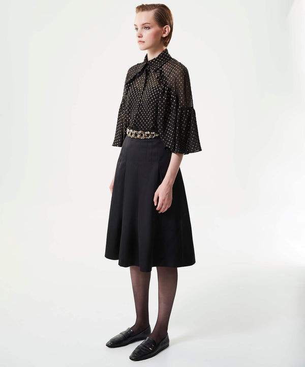 Machka Waist-Embellished Pleated Skirt Black
