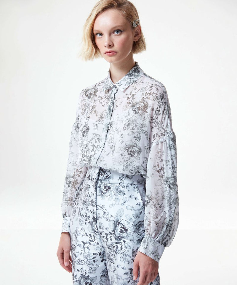 Machka All Over Floral Printed Blouse Grey