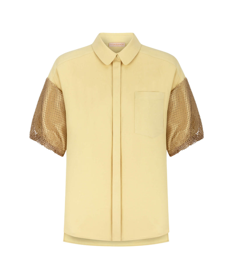 Machka Classic Crystal Stone Blouse Beige