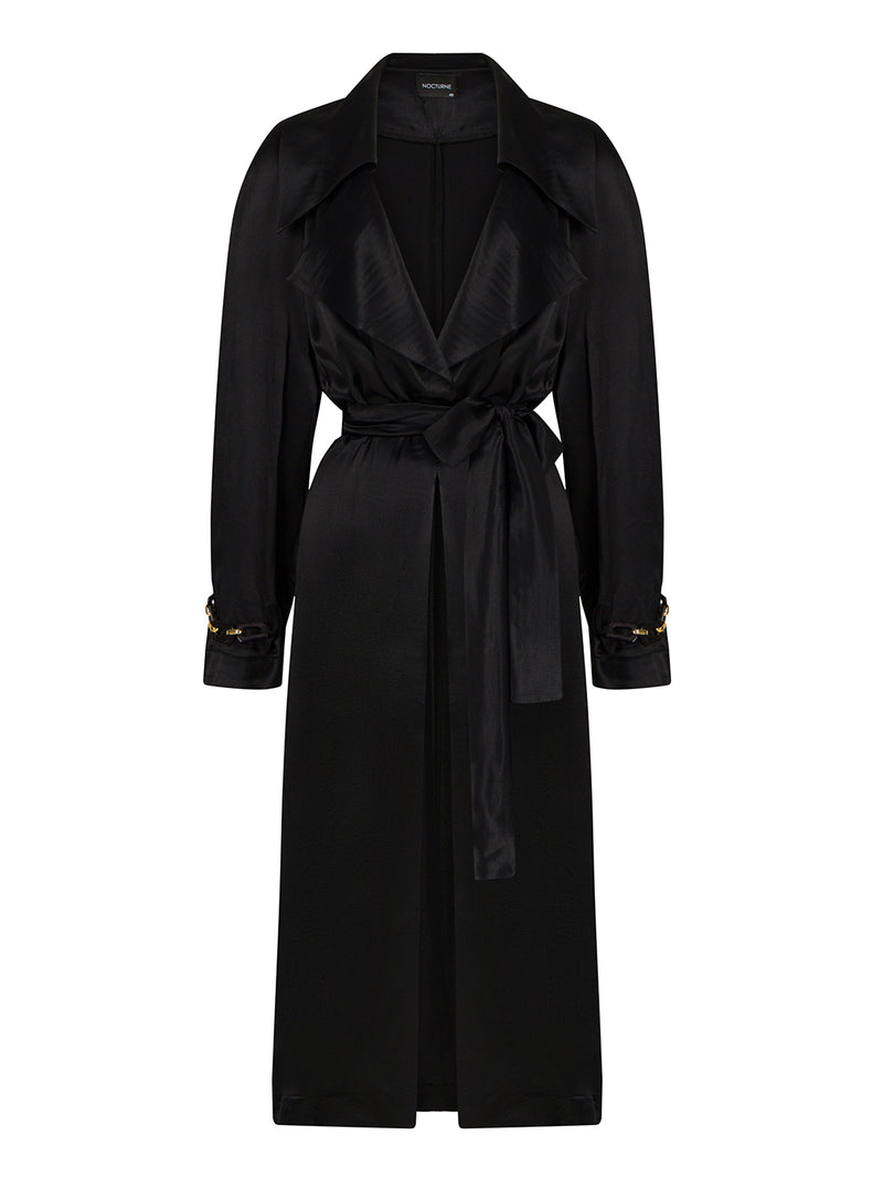 Nocturne Trenchcoat Silk Black - Wardrobe Fashion