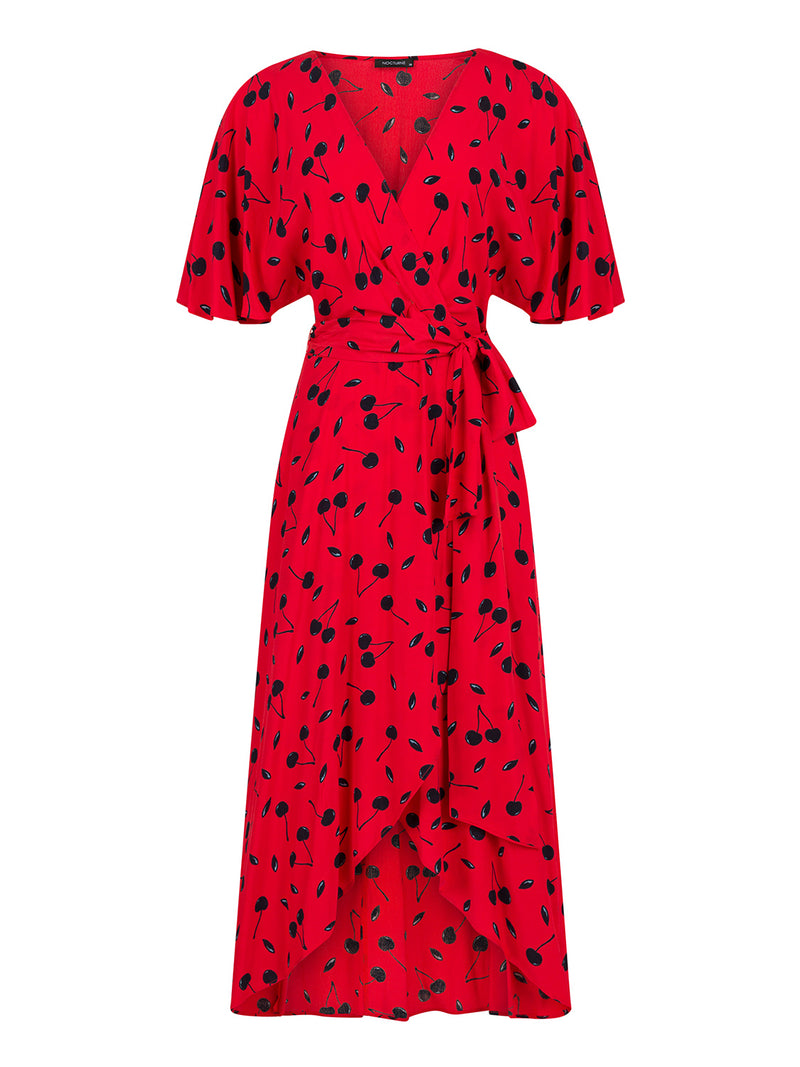 Nocturne Dress Print 2 Len S/Sl Red - Wardrobe Fashion