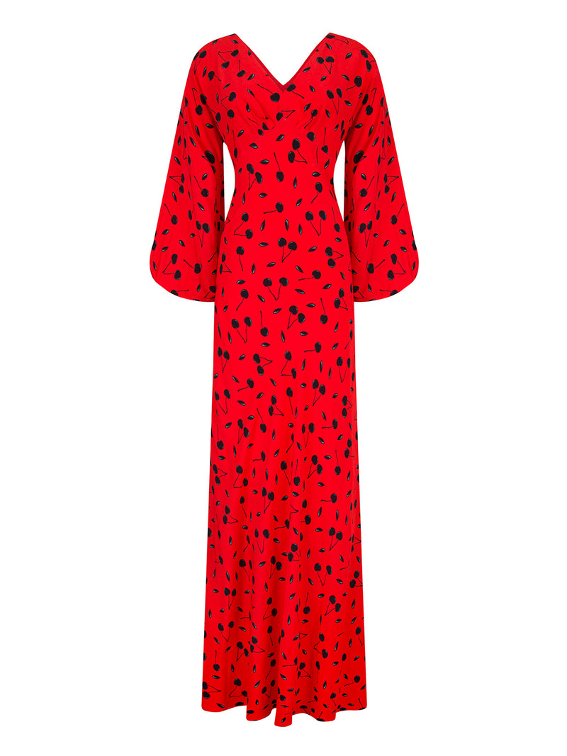 Nocturne Dress Print L/Sl Red - Wardrobe Fashion
