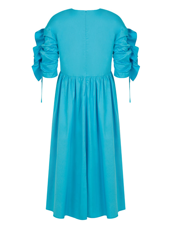 Nocturne Dress Pleat S/S Blue - Wardrobe Fashion