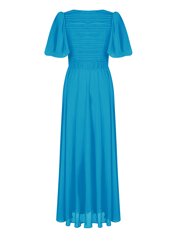 Nocturne Dress Pleat S/S Blue - Wardrobe Fashion
