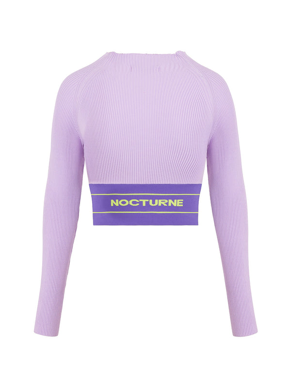 Nocturne High Collar Cropped Sweater Lilac